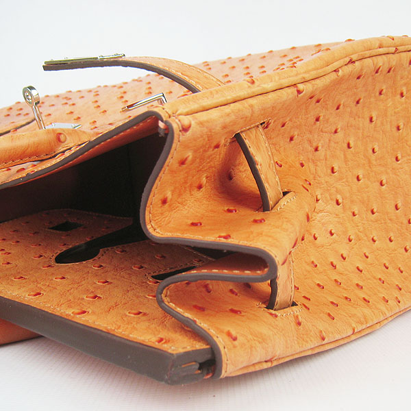 High Quality Fake Hermes Birkin 35CM Ostrich Veins Handbag Orange 6089 - Click Image to Close